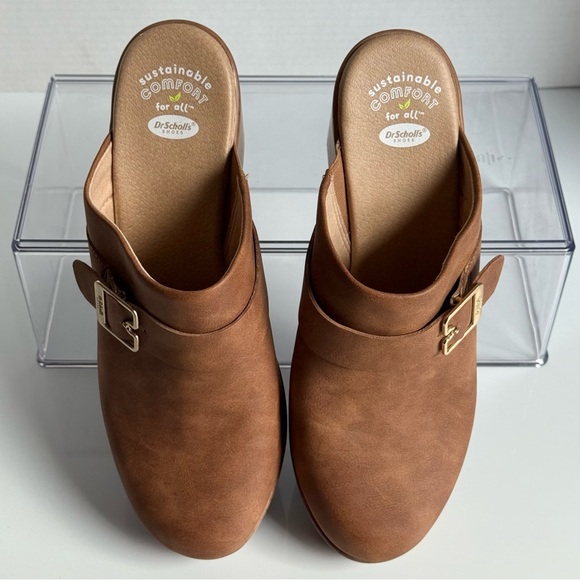 Dr. Scholl's Tan Leather Wake Up Clogs with Buckle Mules Size 9.5M - Picture 6 of 12